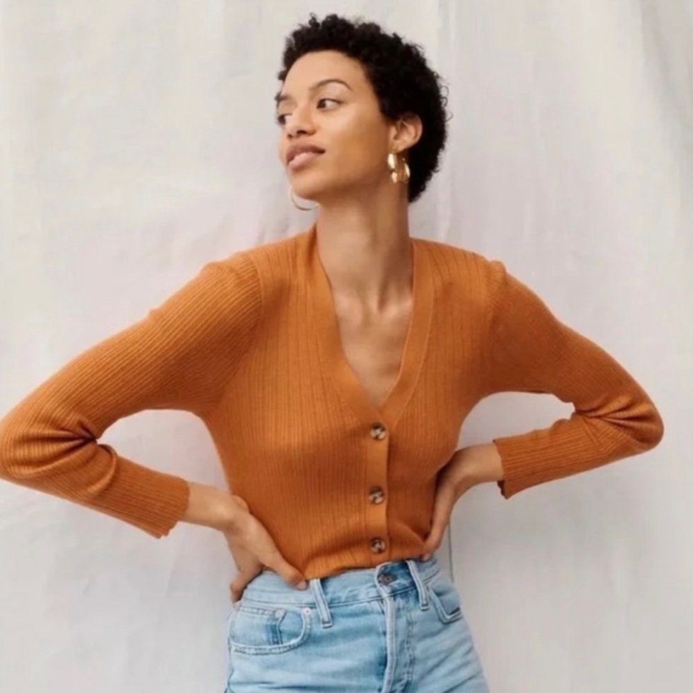 Madewell Pointelle Ribbed Cardigan Sweater